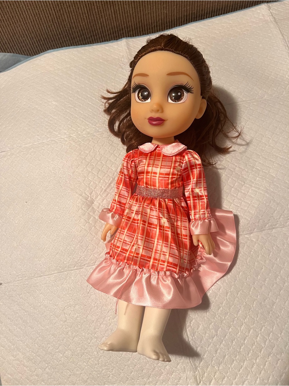 Plaid Red & Pink Dress Fashion Doll for Imaginative Play